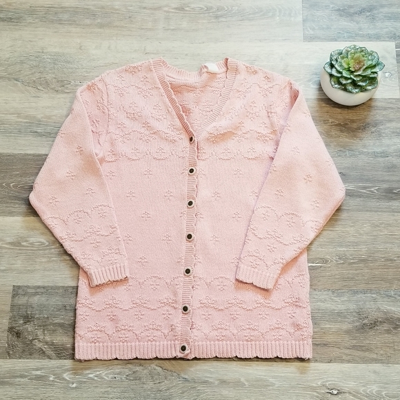 Knit Button Cardigan in Soft Pink - Picture 2 of 4